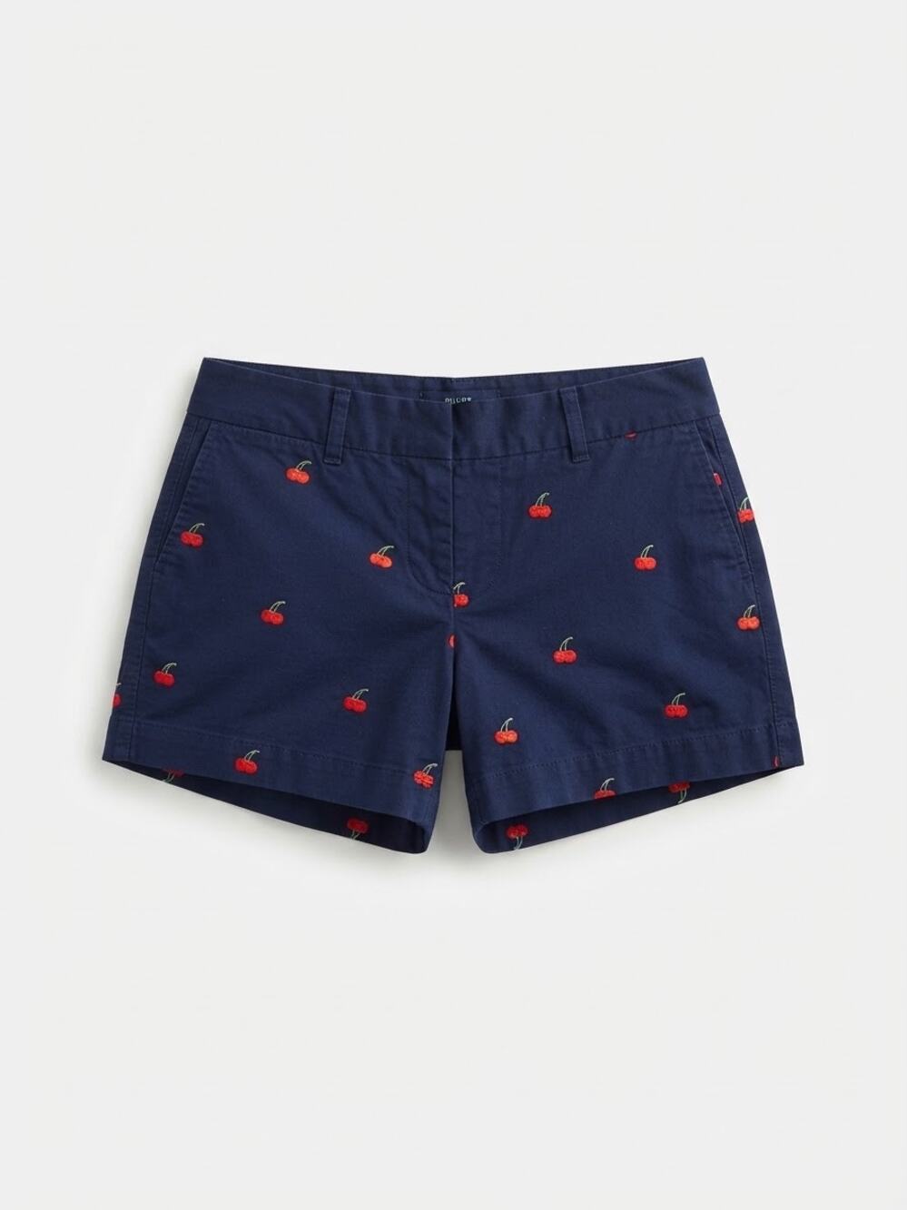 J.Crew Chino Shorts Navy Embroidered Cherry Print Cotton Size 2 Farmers Market